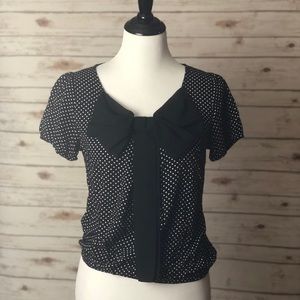⚫️ Polkadot Black & White Blouse w/Black Bow